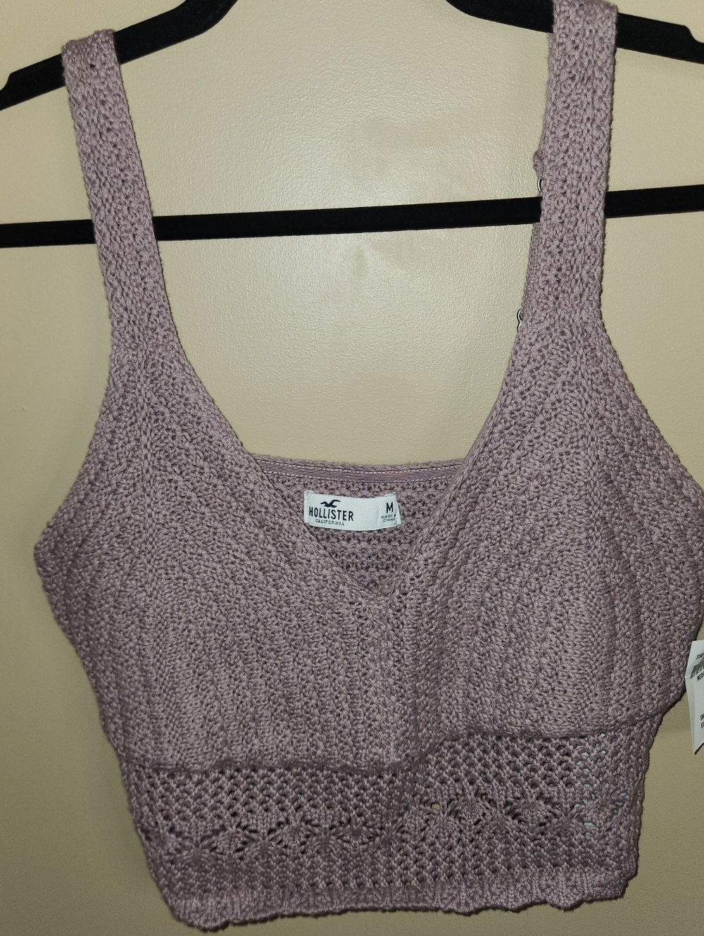 Hollister Mauve Crochet Knit Crop Top
